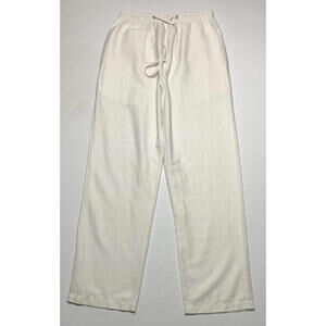 Timberland XL Organic Cotton Linen Draw String Beach Baggy White Long Pants P151